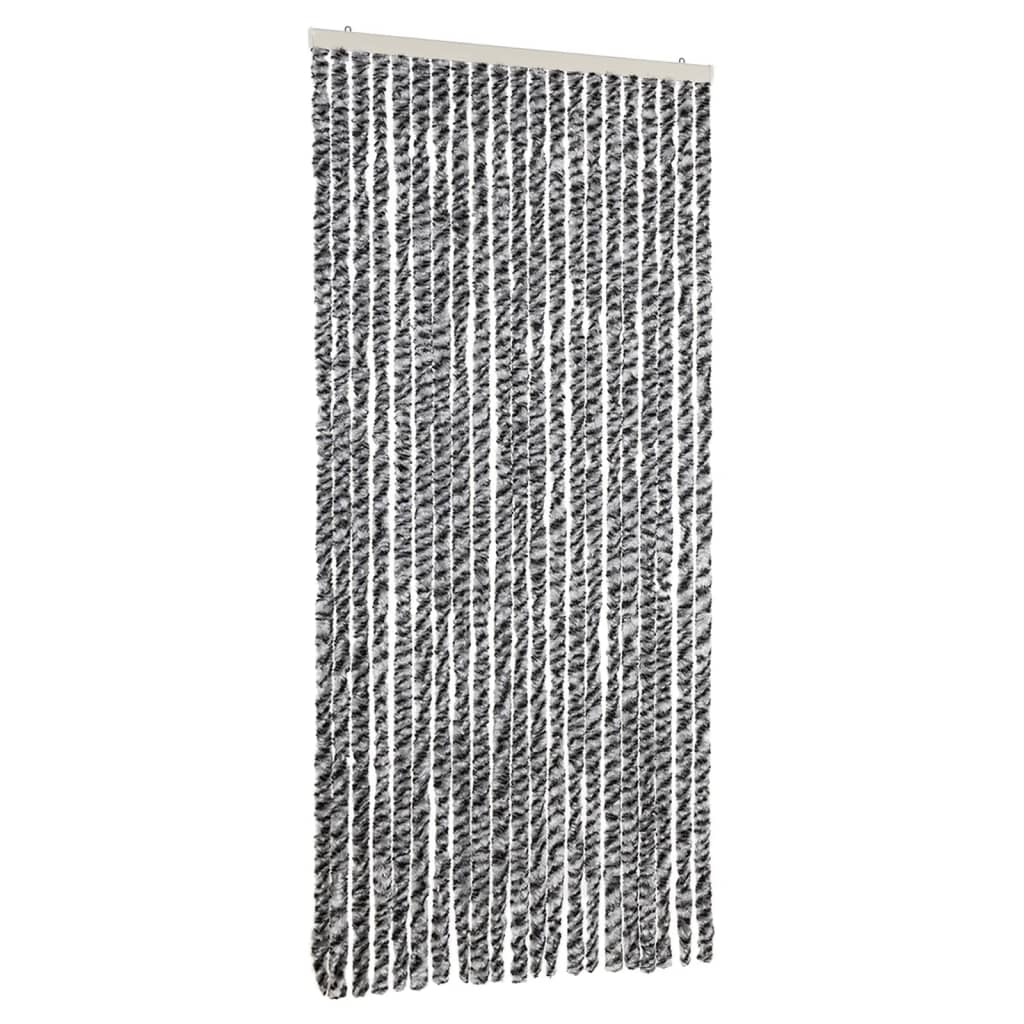 vidaXL Perdele pentru insecte, gri și alb-negru, 90x200 cm, chenille vidaXL Perdele pentru insecte, gri și alb-negru, 90x200 cm, chenille