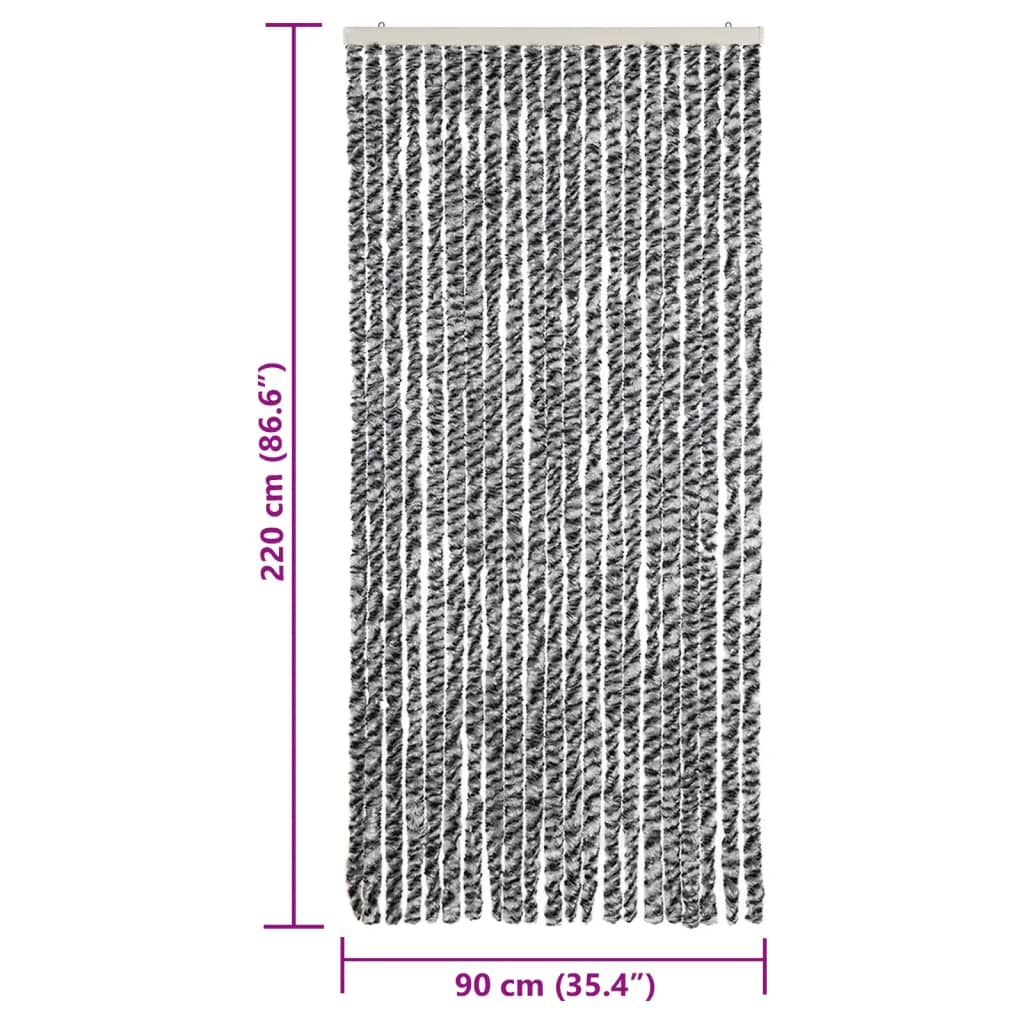 vidaXL Perdele pentru insecte, gri și alb-negru, 90x200 cm, chenille vidaXL Perdele pentru insecte, gri și alb-negru, 90x200 cm, chenille