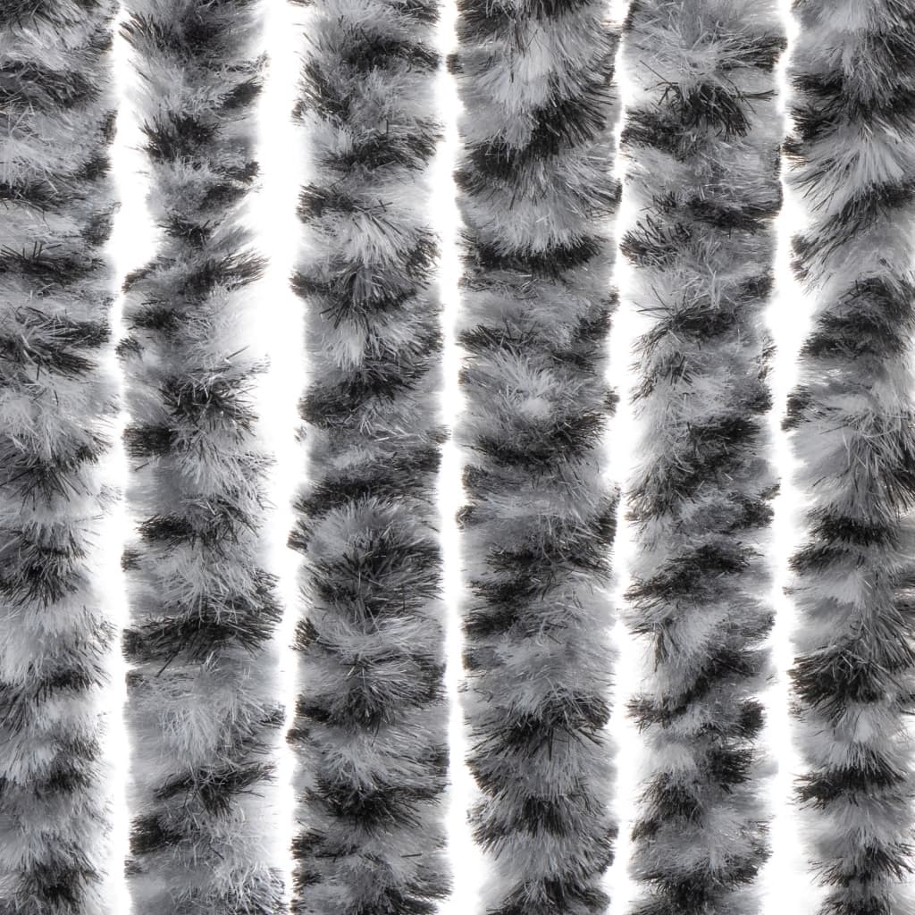 vidaXL Perdele pentru insecte, gri și alb-negru, 100x220 cm, chenille vidaXL Perdele pentru insecte, gri și alb-negru, 100x220 cm, chenille