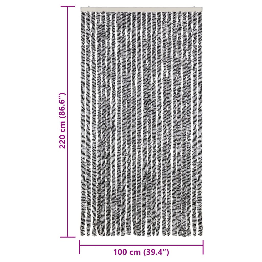 vidaXL Perdele pentru insecte, gri și alb-negru, 100x220 cm, chenille vidaXL Perdele pentru insecte, gri și alb-negru, 100x220 cm, chenille