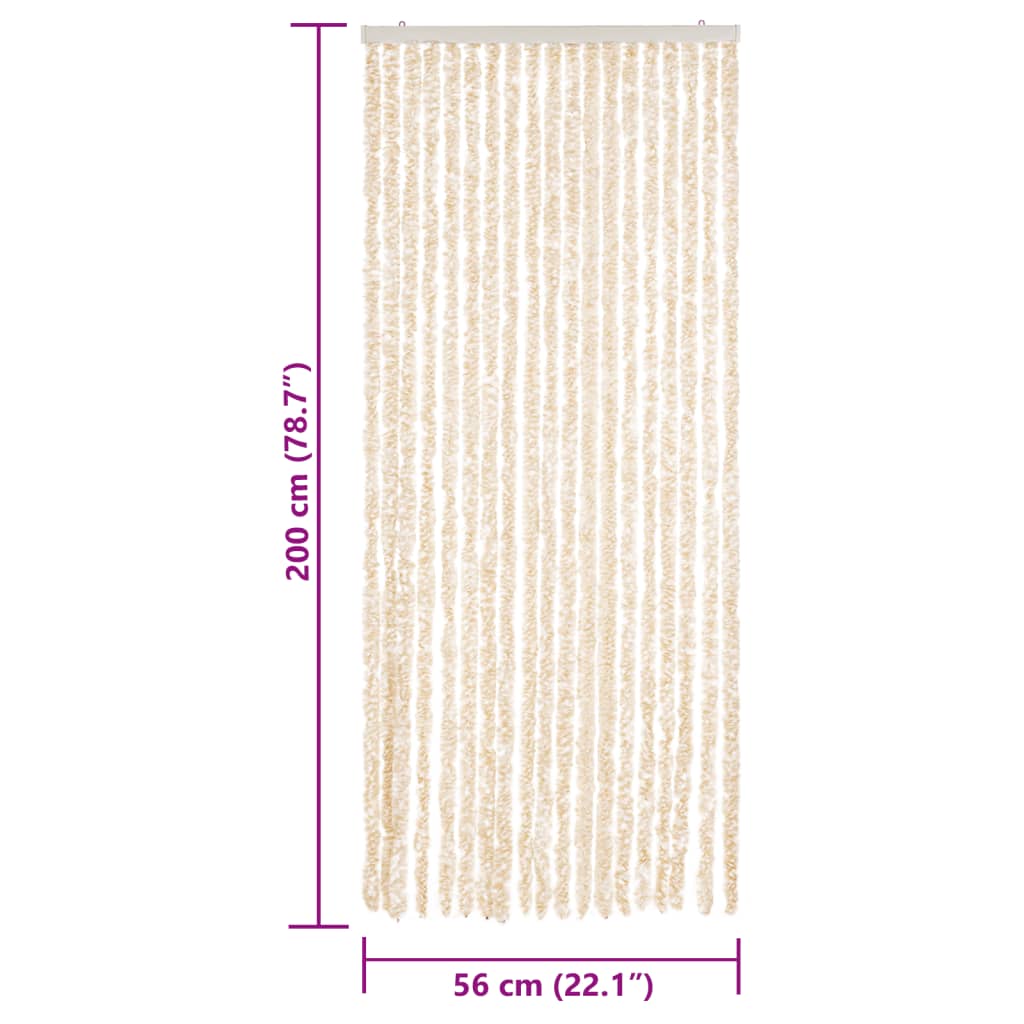 vidaXL Perdea pentru insecte, bej și alb, 56x200 cm, chenille vidaXL Perdea pentru insecte, bej și alb, 56x200 cm, chenille