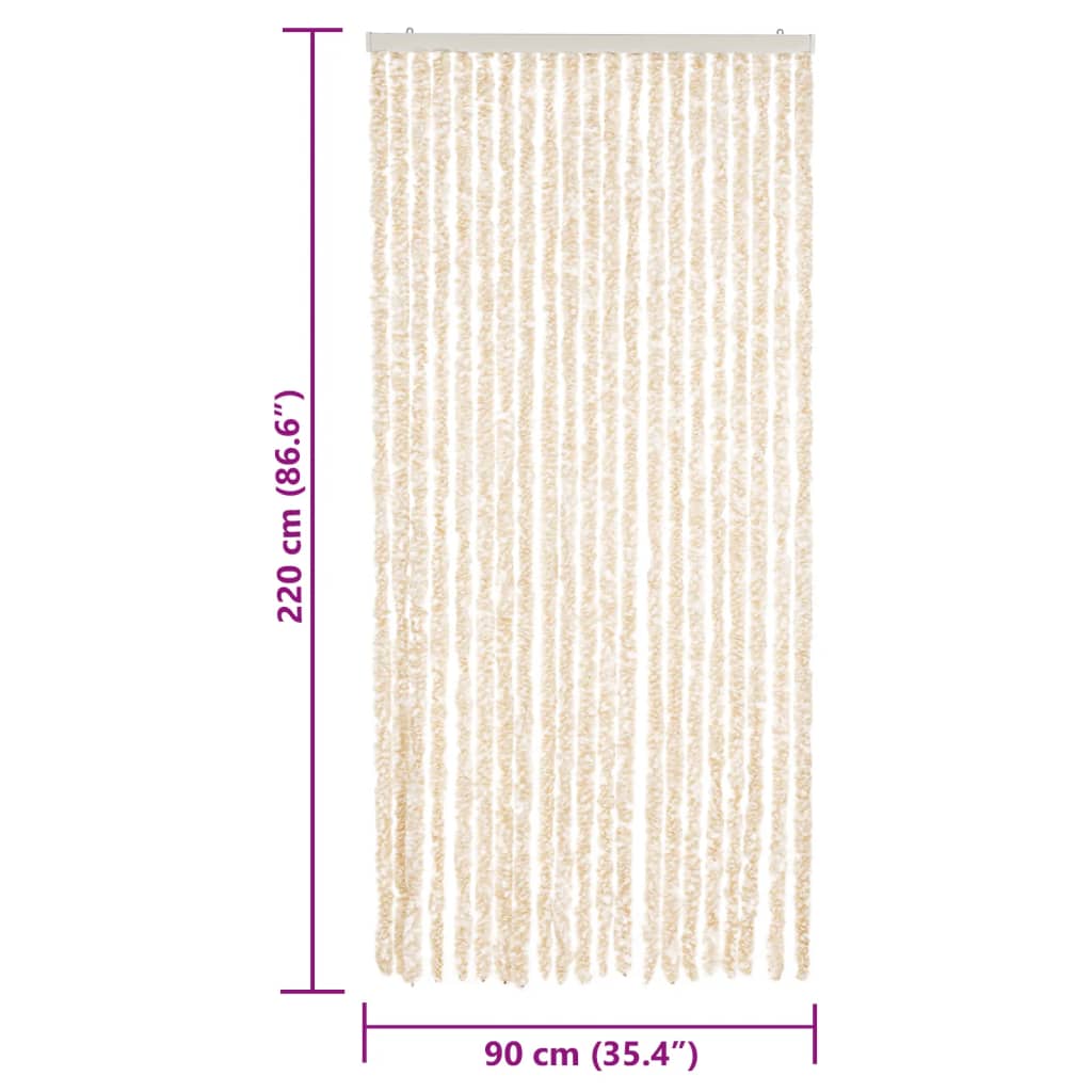vidaXL Perdea pentru insecte, bej și alb, 90x220 cm, chenille vidaXL Perdea pentru insecte, bej și alb, 90x220 cm, chenille