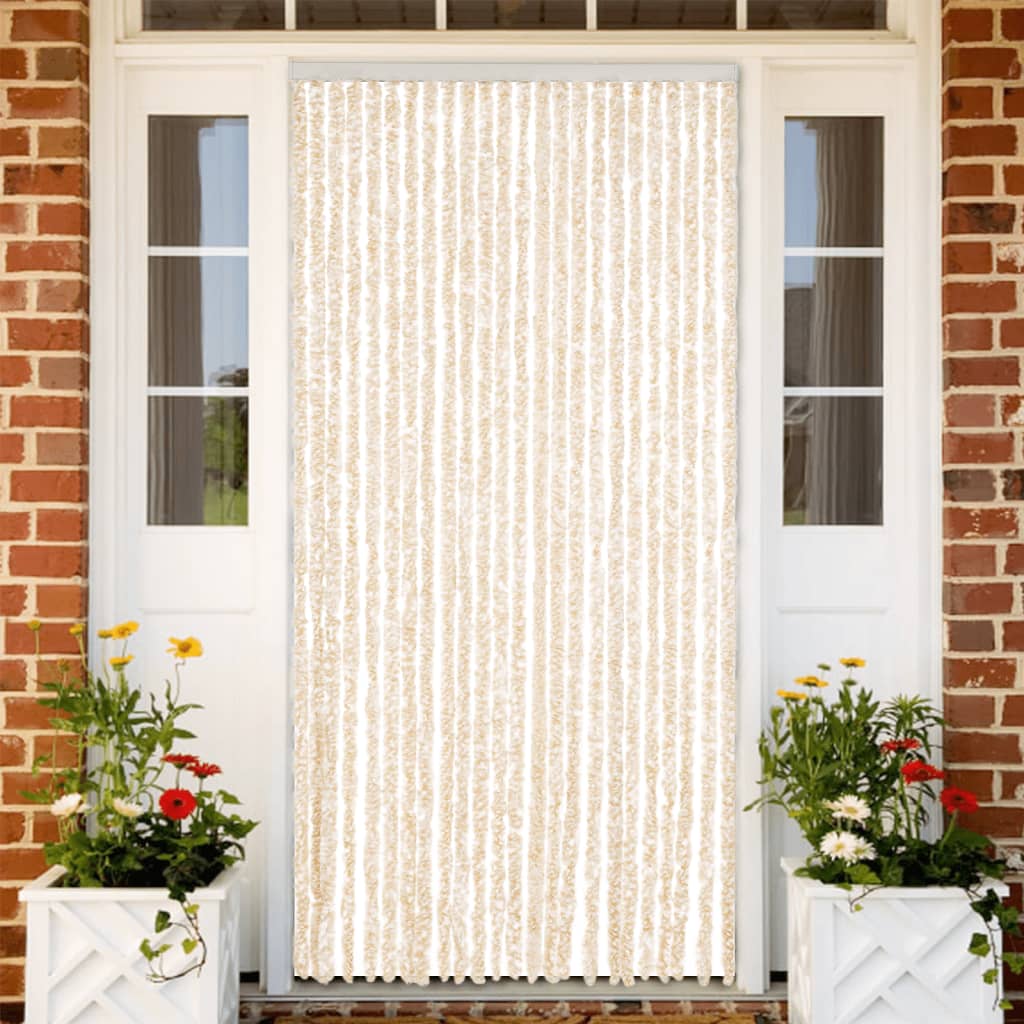 vidaXL Perdea pentru insecte, bej și alb, 100x220 cm, chenille vidaXL Perdea pentru insecte, bej și alb, 100x220 cm, chenille