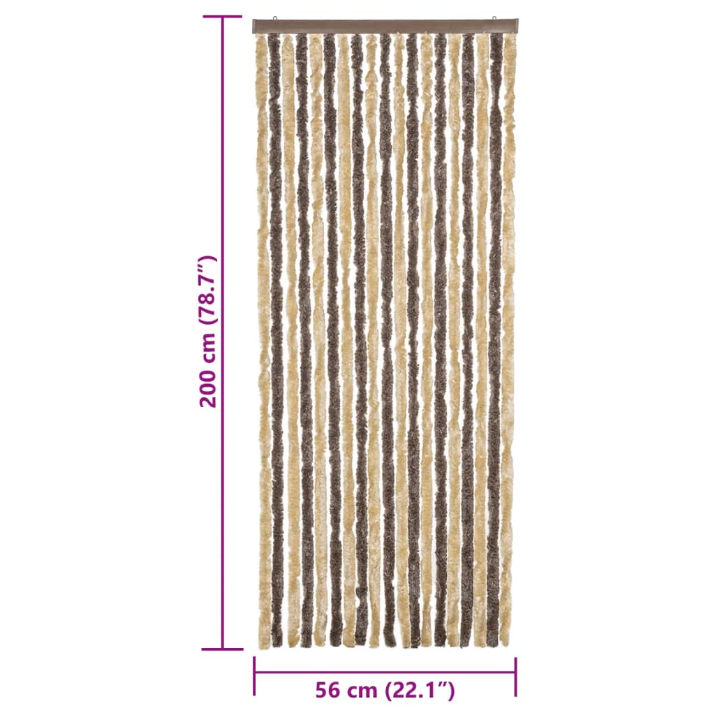 vidaXL Perdea pentru insecte, maro închis și bej, 56x200 cm, chenille vidaXL Perdea pentru insecte, maro închis și bej, 56x200 cm, chenille