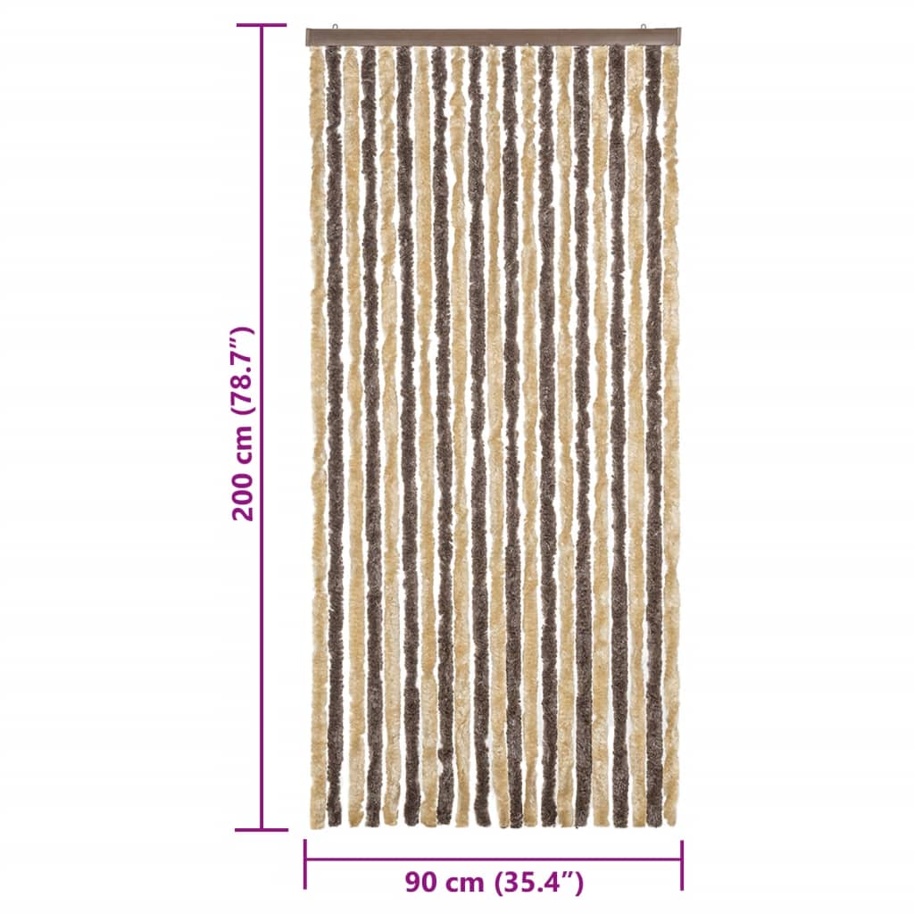 vidaXL Perdea pentru insecte, maro închis și bej, 90x200 cm, chenille vidaXL Perdea pentru insecte, maro închis și bej, 90x200 cm, chenille