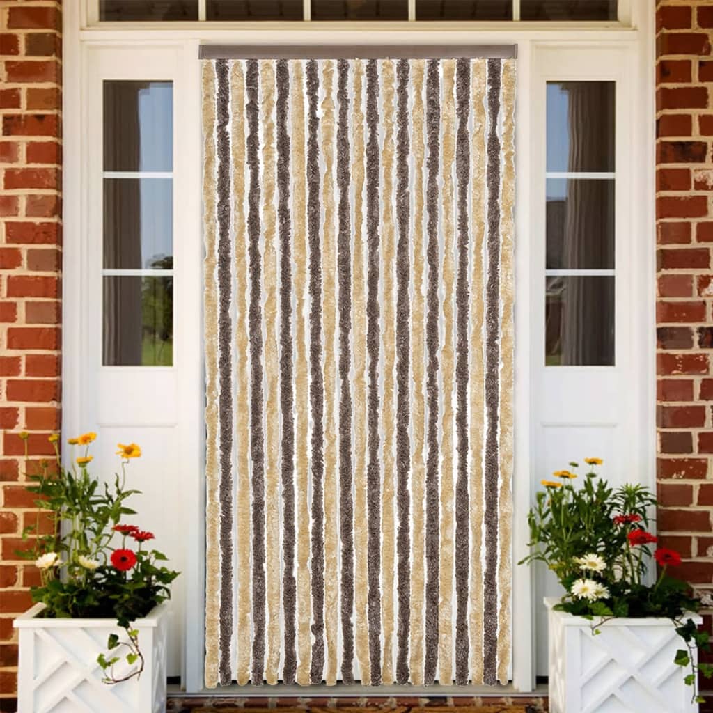 vidaXL Perdea pentru insecte, maro închis și bej, 90x220 cm, chenille vidaXL Perdea pentru insecte, maro închis și bej, 90x220 cm, chenille