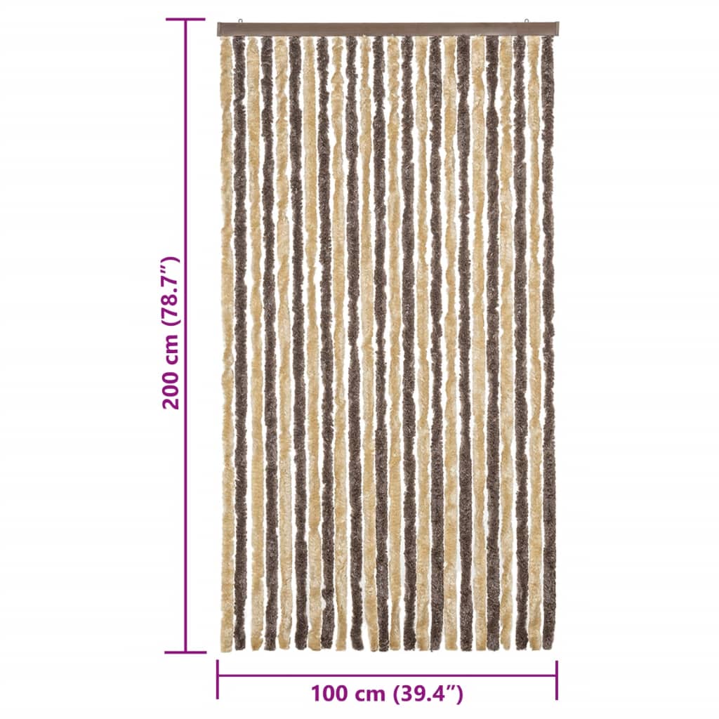 vidaXL Perdea pentru insecte, maro închis și bej, 100x200 cm, chenille vidaXL Perdea pentru insecte, maro închis și bej, 100x200 cm, chenille