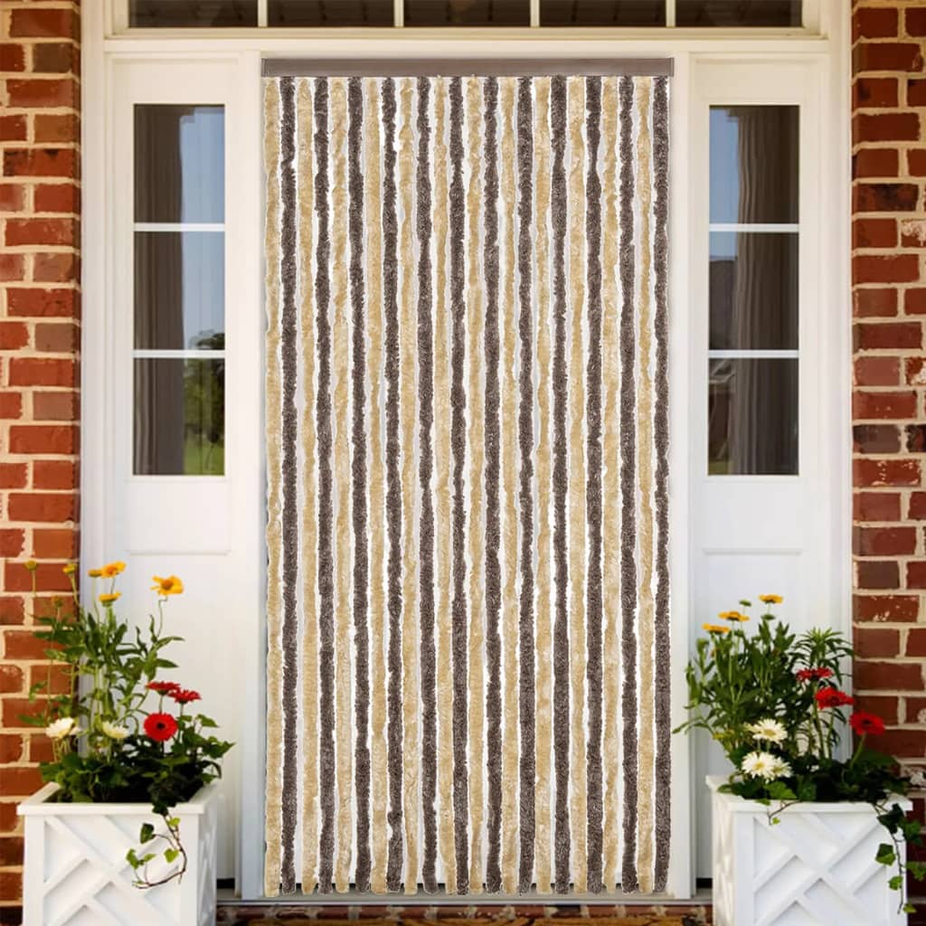vidaXL Perdea pentru insecte, maro închis și bej, 100x200 cm, chenille vidaXL Perdea pentru insecte, maro închis și bej, 100x200 cm, chenille