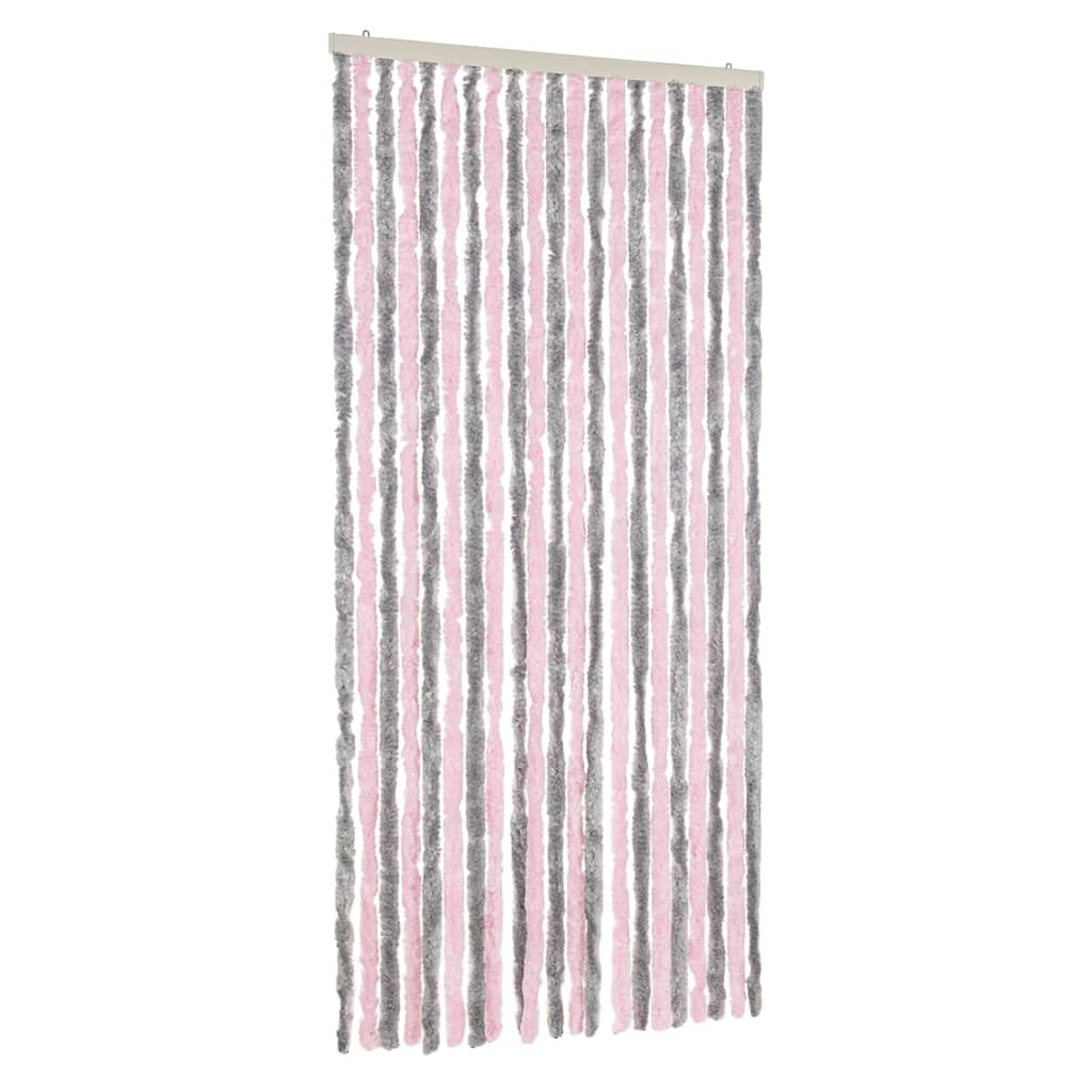 vidaXL Perdea pentru insecte, gri argintiu și roz, 90x220 cm, chenille vidaXL Perdea pentru insecte, gri argintiu și roz, 90x220 cm, chenille
