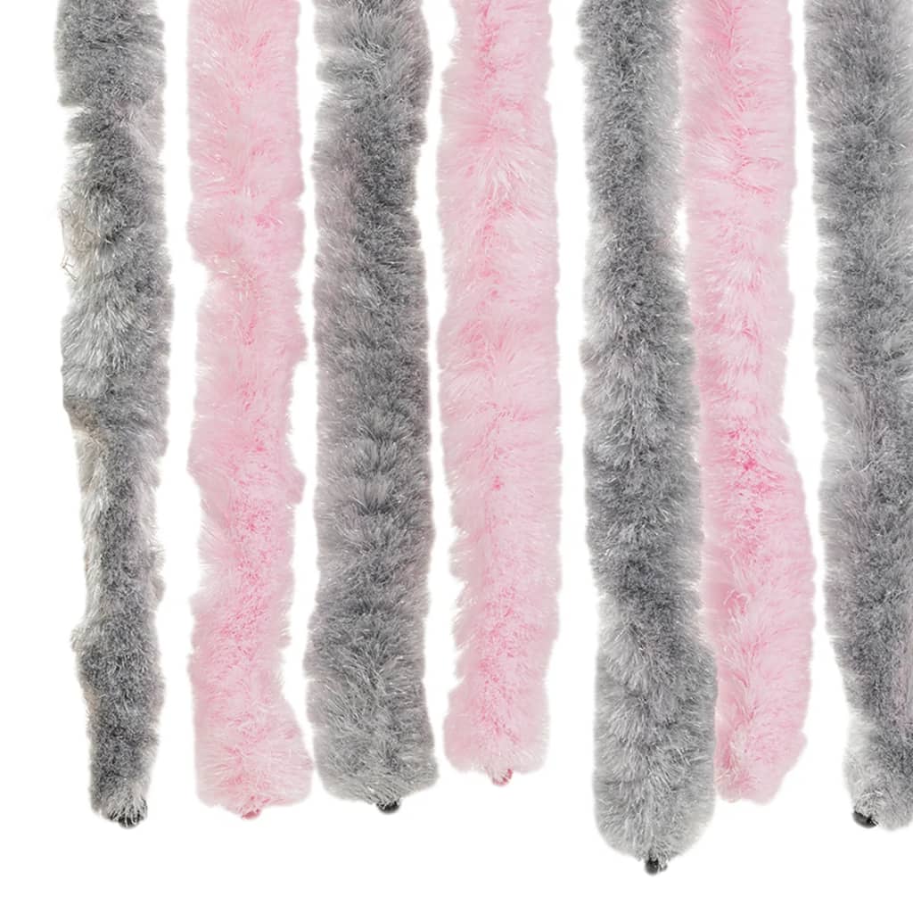 vidaXL Perdea pentru insecte, gri argintiu și roz, 90x220 cm, chenille vidaXL Perdea pentru insecte, gri argintiu și roz, 90x220 cm, chenille