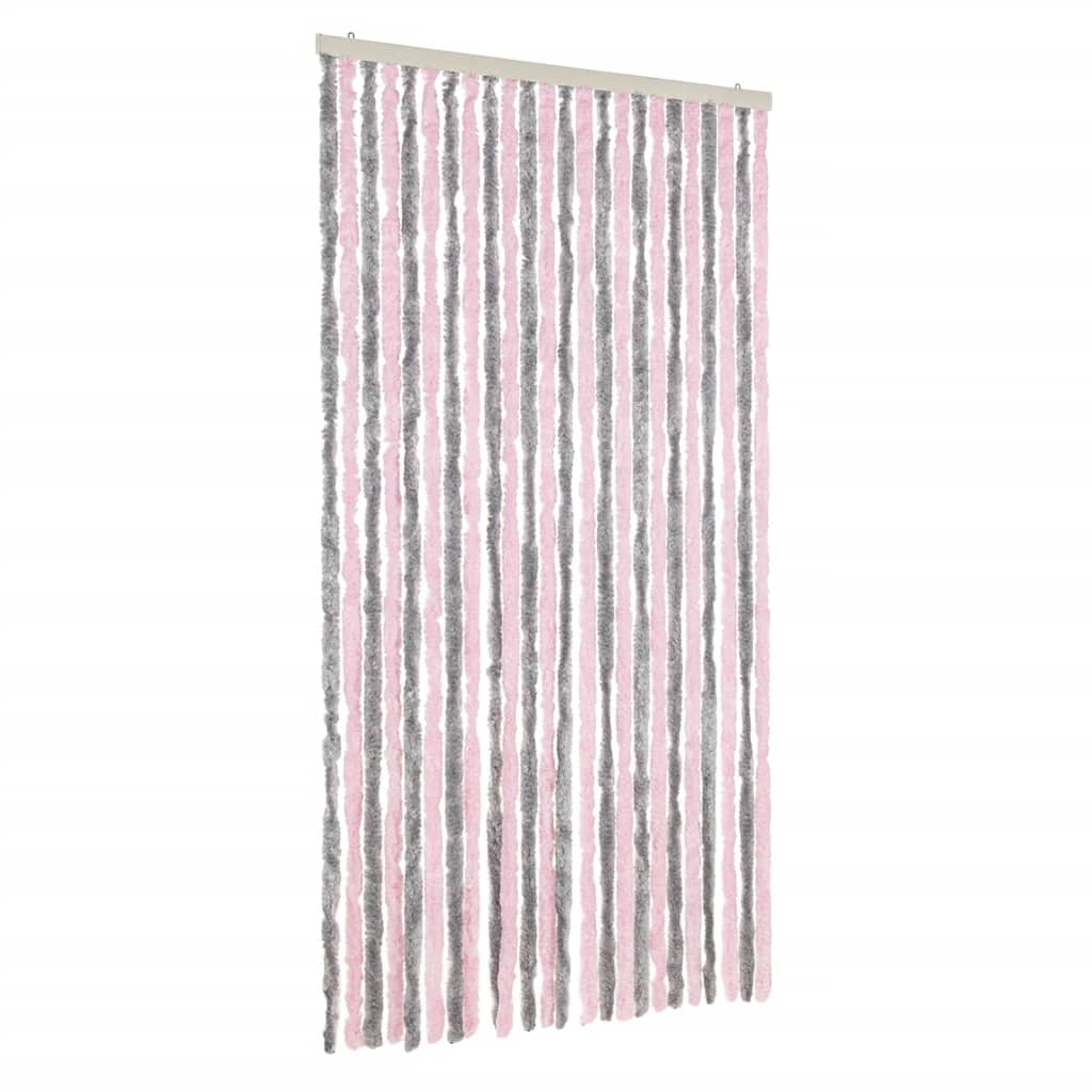 vidaXL Perdea pentru insecte, gri argintiu și roz, 100x220cm, chenille vidaXL Perdea pentru insecte, gri argintiu și roz, 100x220cm, chenille