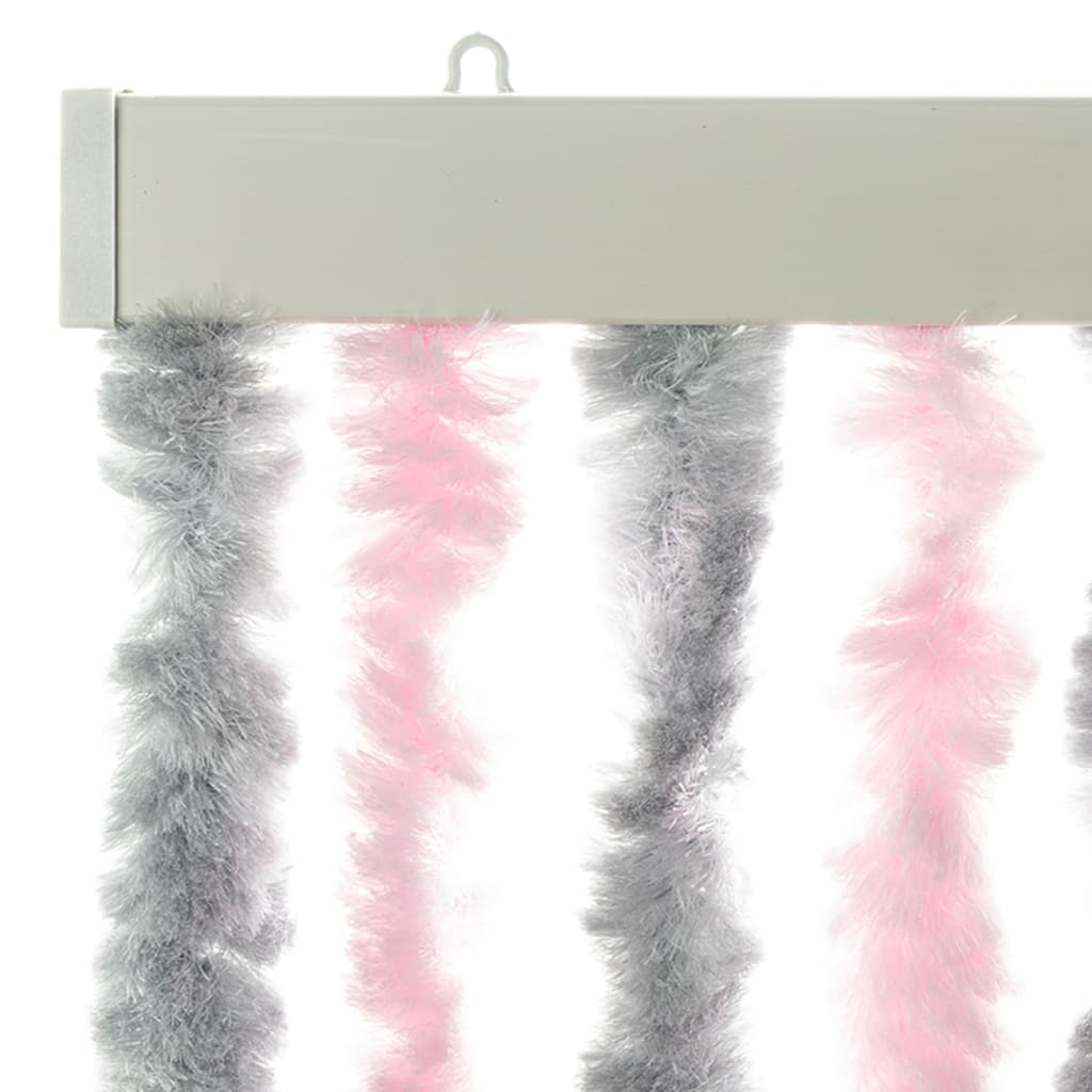 vidaXL Perdea pentru insecte, gri argintiu și roz, 100x220cm, chenille vidaXL Perdea pentru insecte, gri argintiu și roz, 100x220cm, chenille