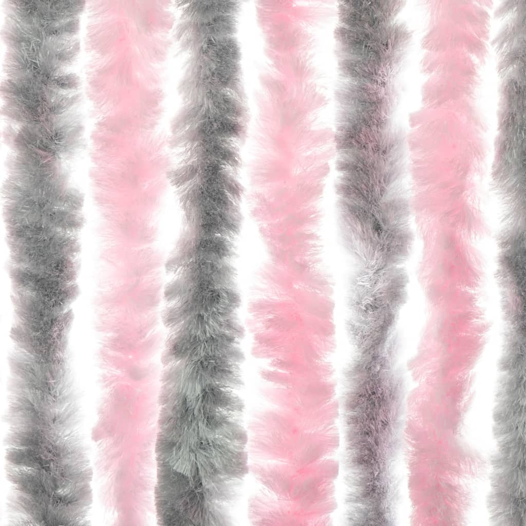 vidaXL Perdea pentru insecte, gri argintiu și roz, 100x220cm, chenille vidaXL Perdea pentru insecte, gri argintiu și roz, 100x220cm, chenille
