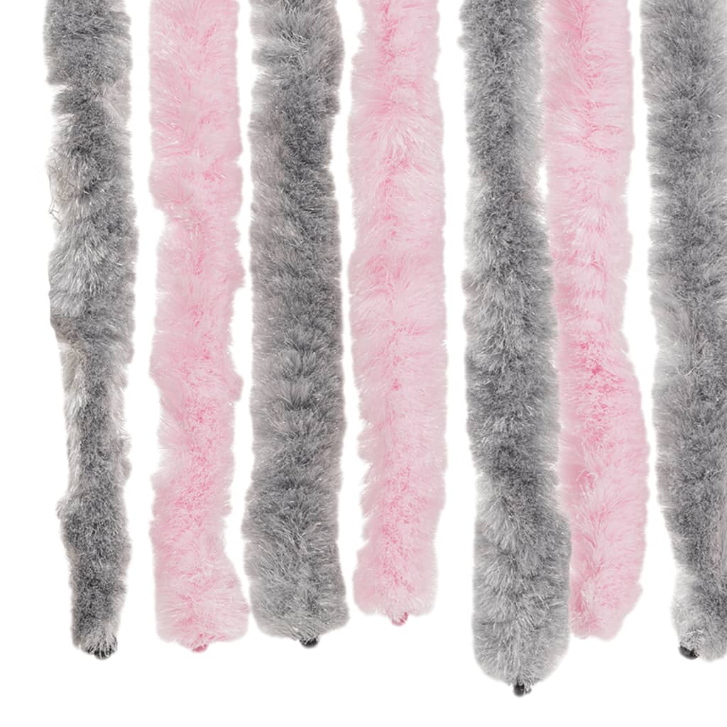 vidaXL Perdea pentru insecte, gri argintiu și roz, 100x220cm, chenille vidaXL Perdea pentru insecte, gri argintiu și roz, 100x220cm, chenille