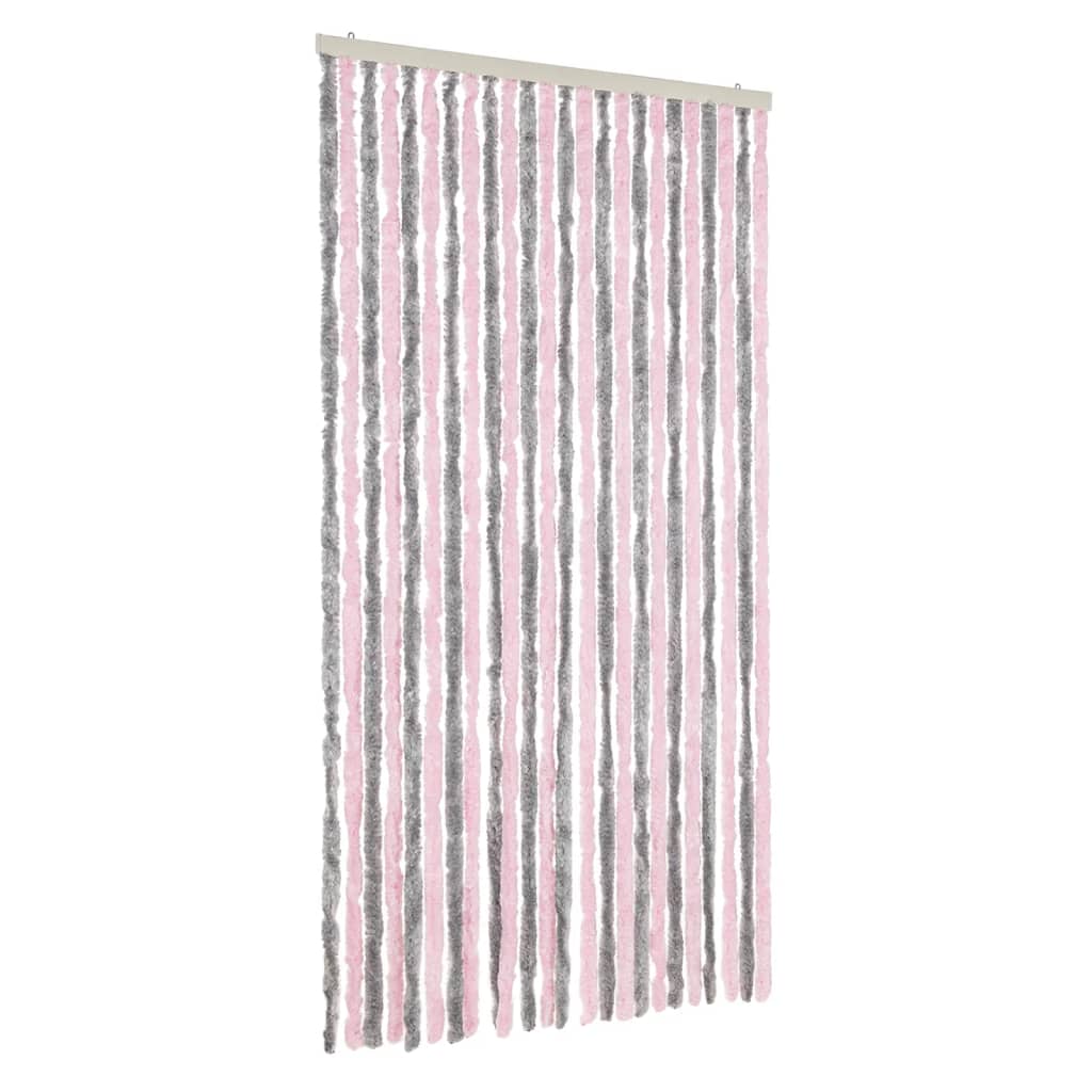 vidaXL Perdea pentru insecte, gri argintiu și roz, 100x230cm, chenille vidaXL Perdea pentru insecte, gri argintiu și roz, 100x230cm, chenille