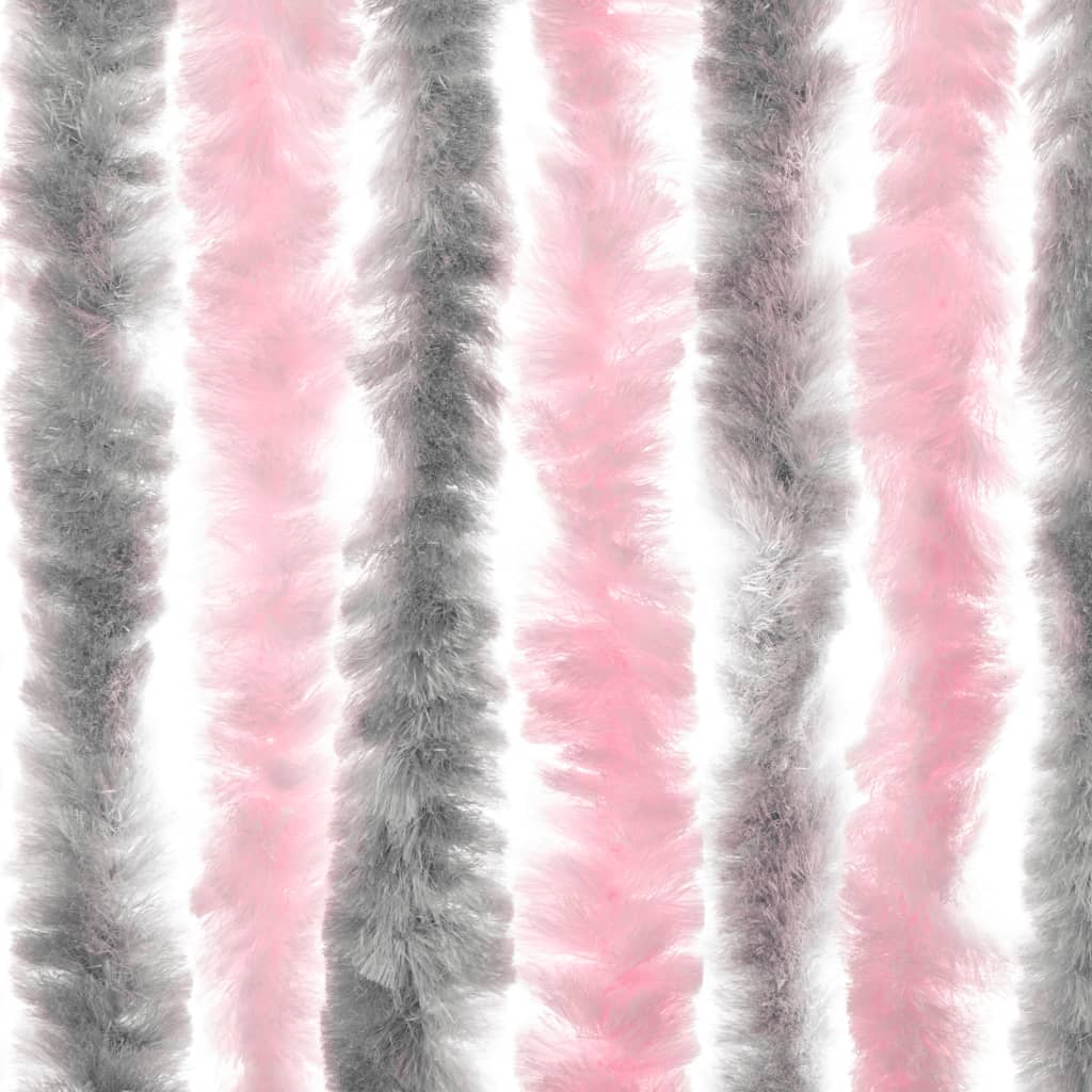 vidaXL Perdea pentru insecte, gri argintiu și roz, 100x230cm, chenille vidaXL Perdea pentru insecte, gri argintiu și roz, 100x230cm, chenille
