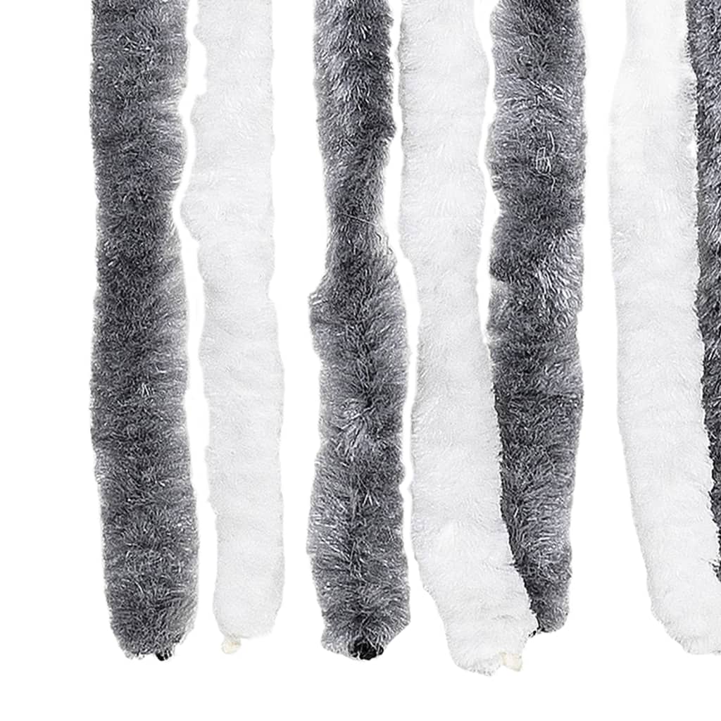 vidaXL Perdea pentru insecte, gri și alb, 100x200 cm, chenille vidaXL Perdea pentru insecte, gri și alb, 100x200 cm, chenille