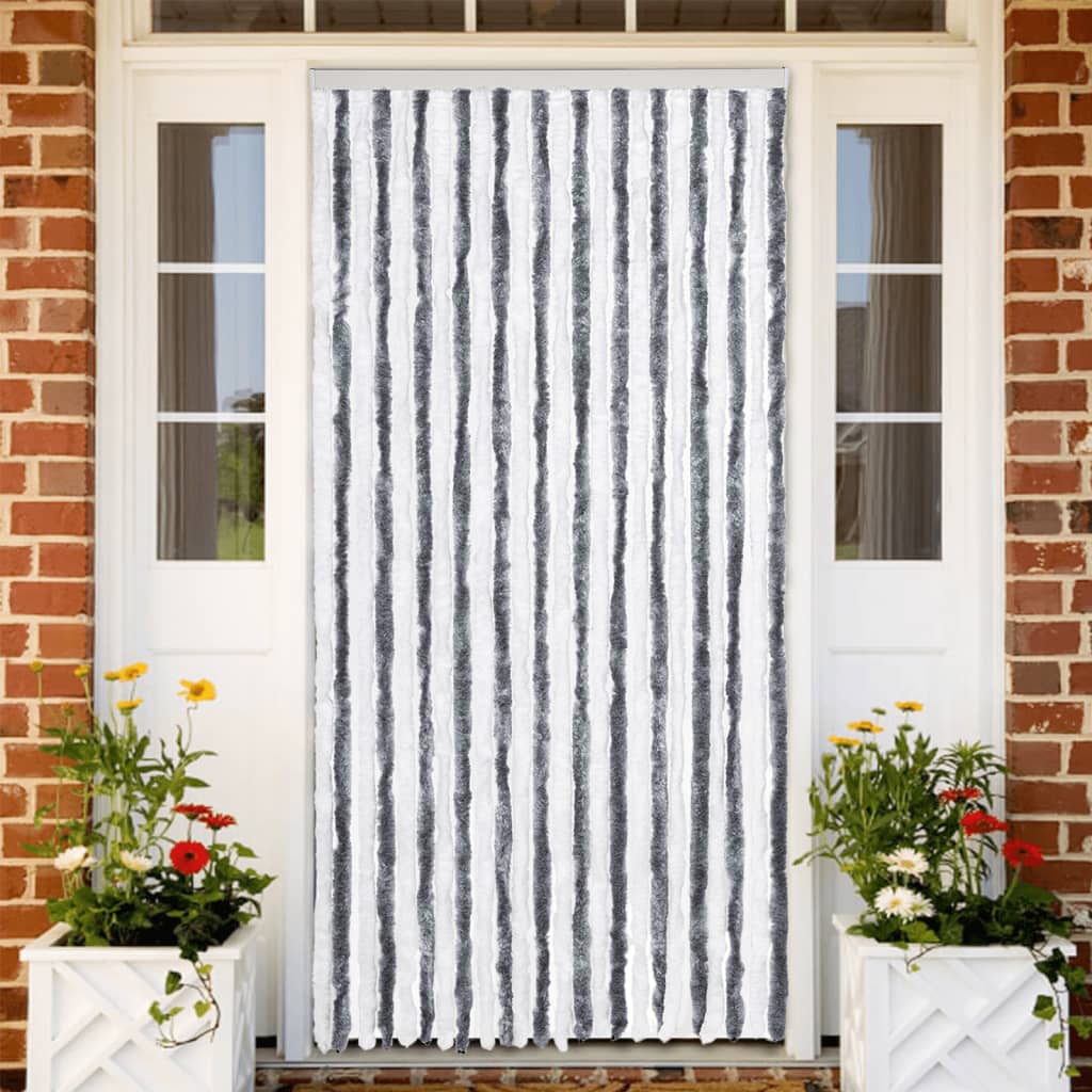 vidaXL Perdea pentru insecte, gri și alb, 100x200 cm, chenille vidaXL Perdea pentru insecte, gri și alb, 100x200 cm, chenille