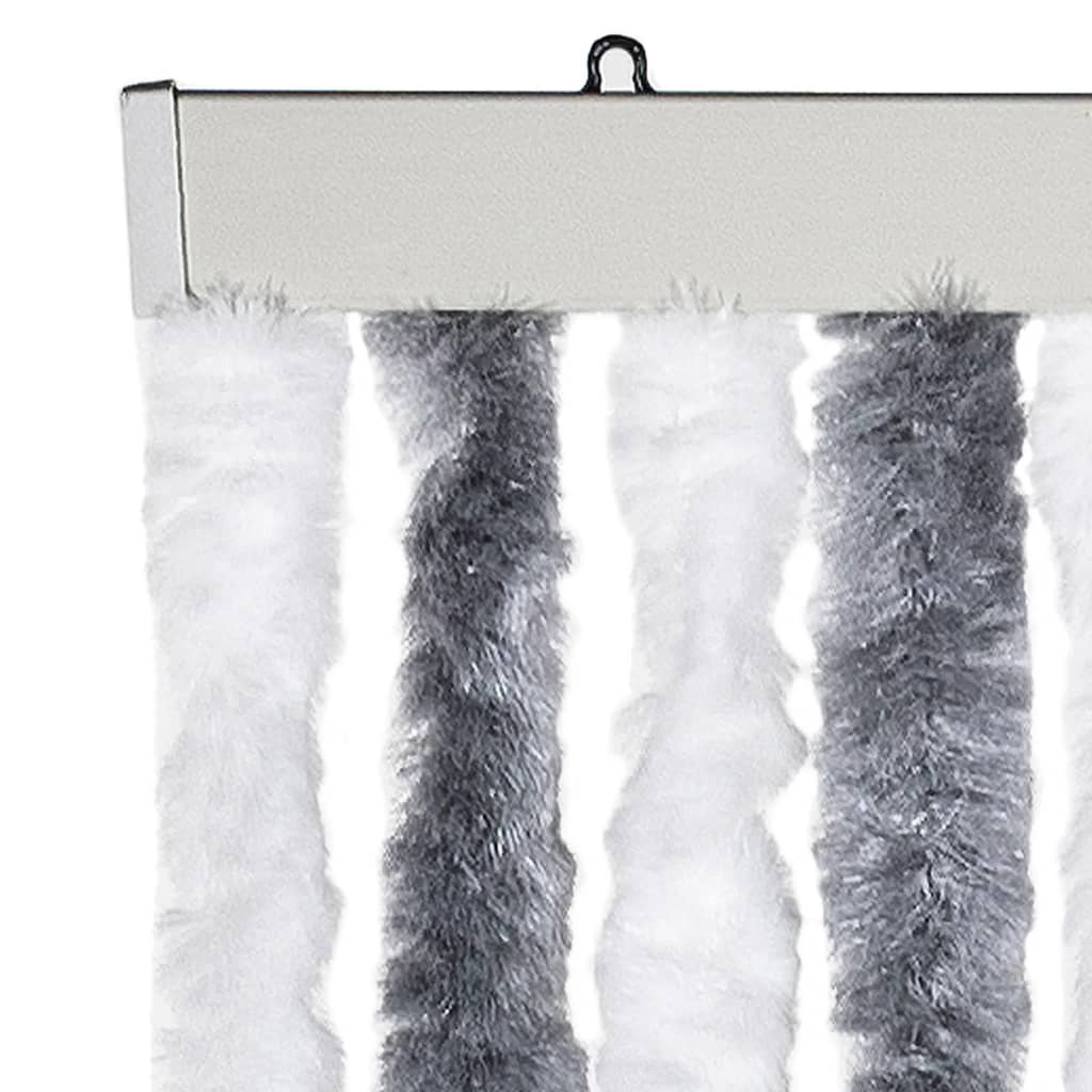 vidaXL Perdea pentru insecte, gri și alb, 100x230 cm, chenille vidaXL Perdea pentru insecte, gri și alb, 100x230 cm, chenille