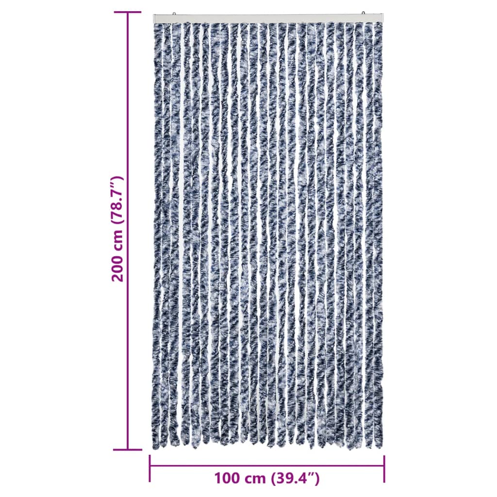 vidaXL Perdea pentru insecte, albastru și alb, 100x200 cm, chenille vidaXL Perdea pentru insecte, albastru și alb, 100x200 cm, chenille