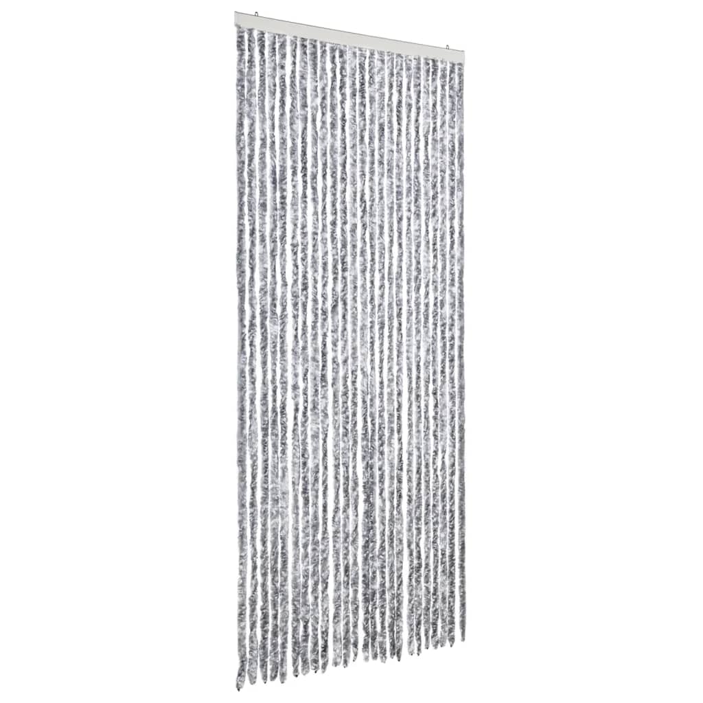 vidaXL Perdea pentru insecte, alb și gri, 100x200 cm, chenille vidaXL Perdea pentru insecte, alb și gri, 100x200 cm, chenille