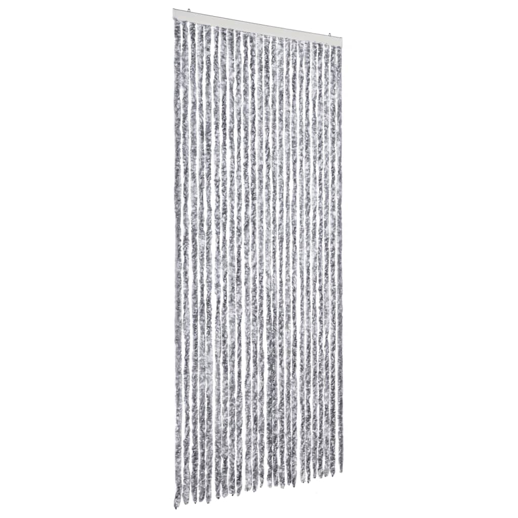 vidaXL Perdea pentru insecte, alb și gri, 100x230 cm, chenille vidaXL Perdea pentru insecte, alb și gri, 100x230 cm, chenille