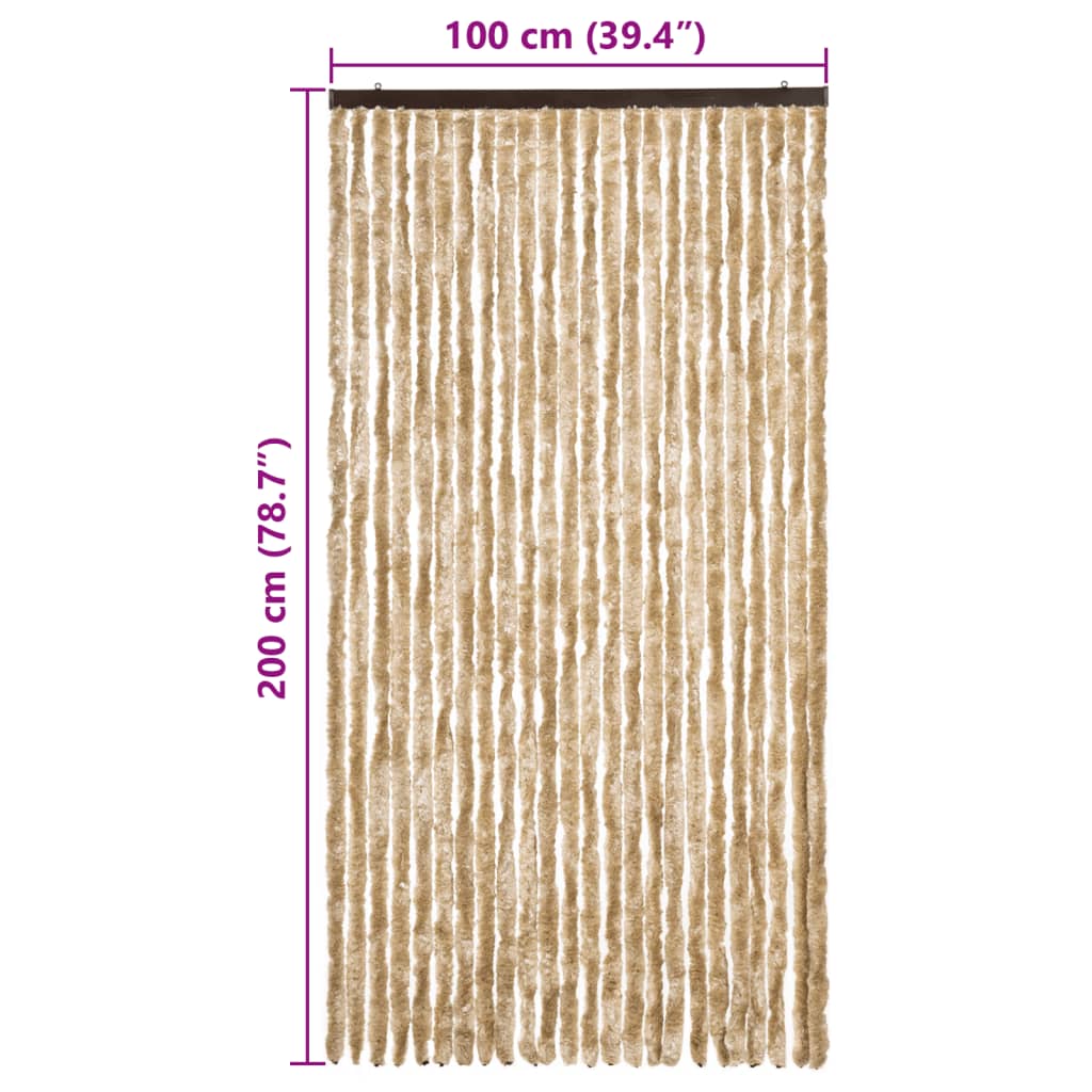 vidaXL Perdea pentru insecte, bej, 100x200 cm, chenille vidaXL Perdea pentru insecte, bej, 100x200 cm, chenille
