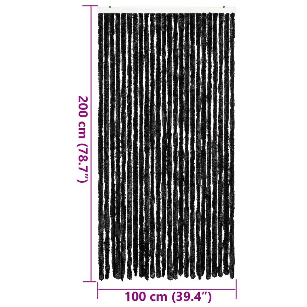 vidaXL Perdea pentru insecte, antracit, 100x200 cm, chenille vidaXL Perdea pentru insecte, antracit, 100x200 cm, chenille