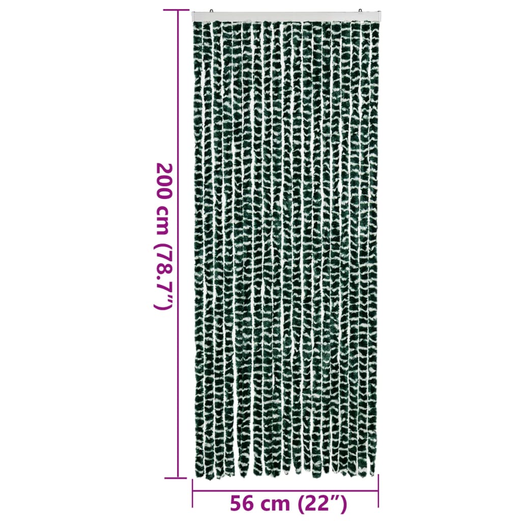 vidaXL Perdea pentru insecte, verde și alb, 56x200 cm, chenille vidaXL Perdea pentru insecte, verde și alb, 56x200 cm, chenille