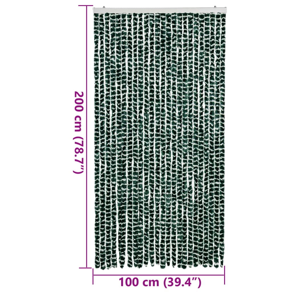 vidaXL Perdea pentru insecte, verde și alb, 100x200 cm, chenille vidaXL Perdea pentru insecte, verde și alb, 100x200 cm, chenille