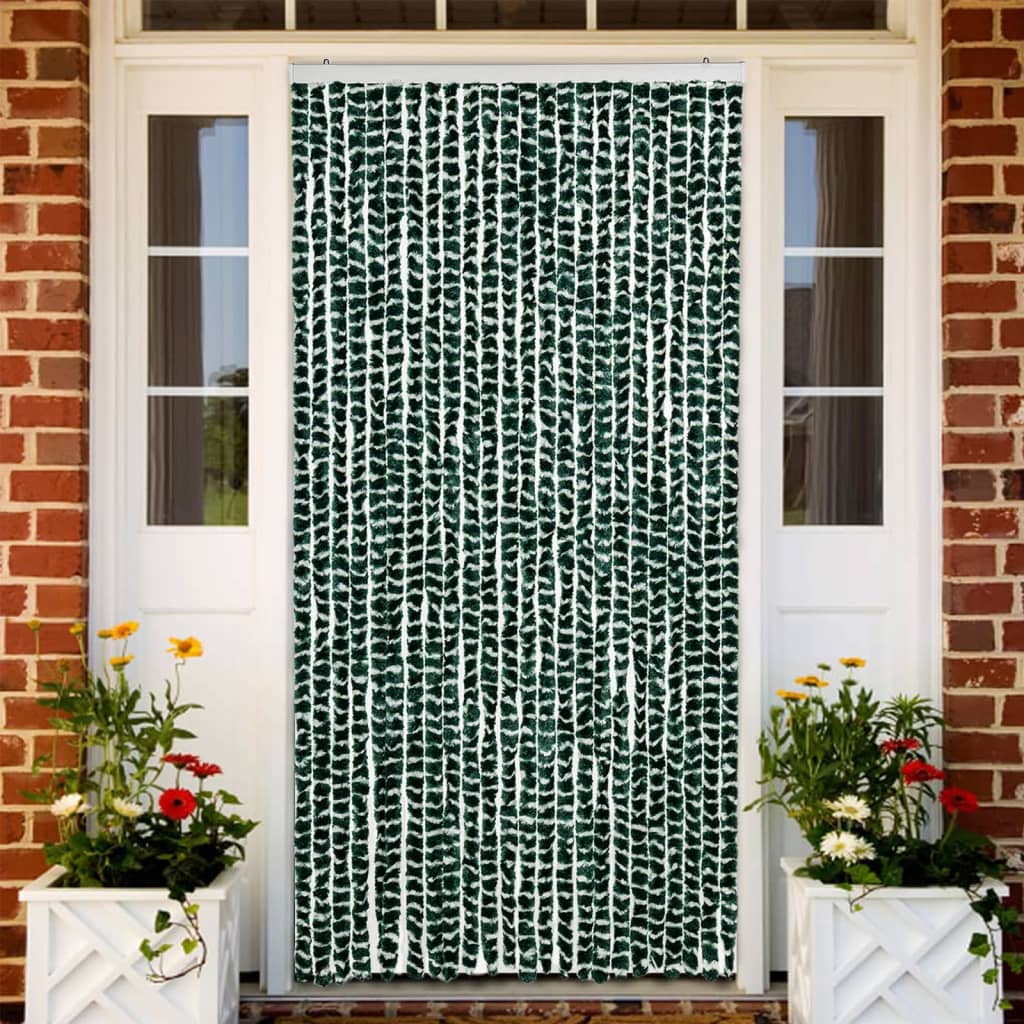 vidaXL Perdea pentru insecte, verde și alb, 100x200 cm, chenille vidaXL Perdea pentru insecte, verde și alb, 100x200 cm, chenille
