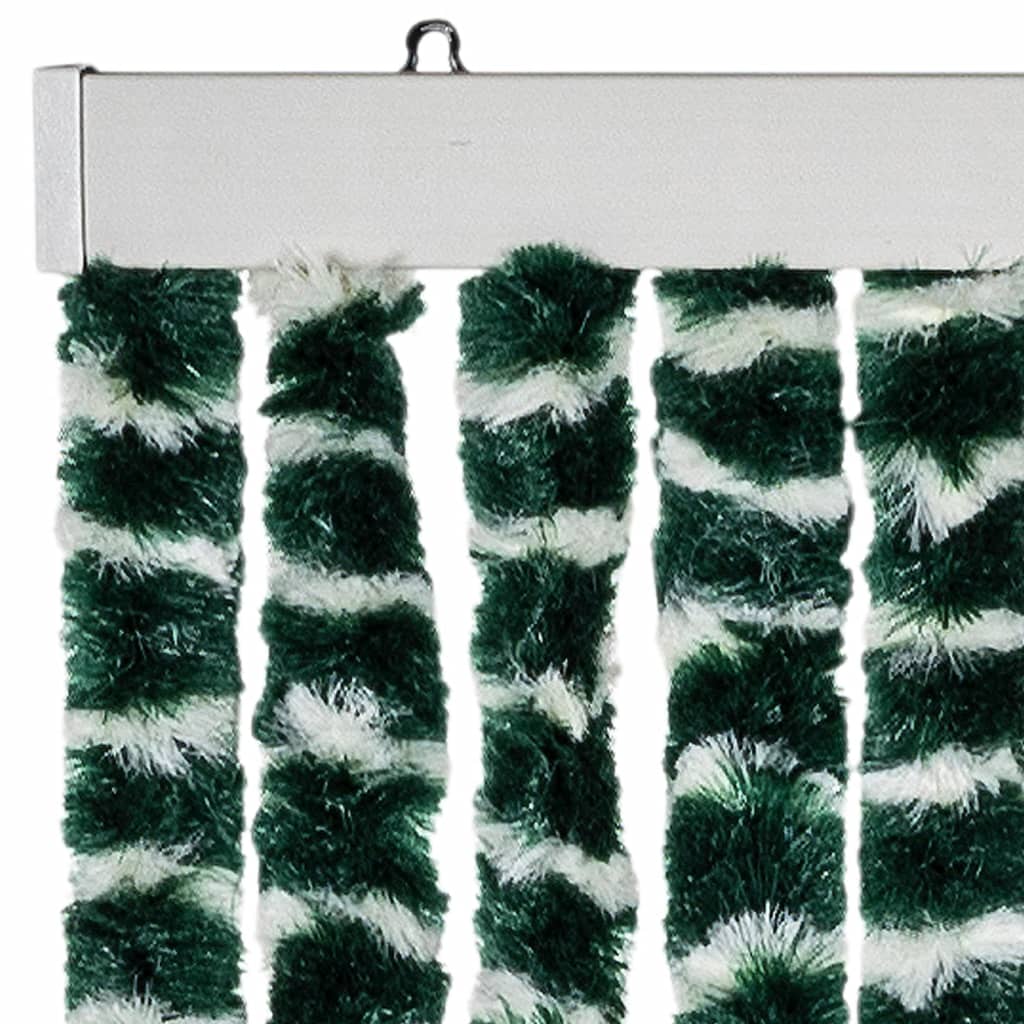 vidaXL Perdea pentru insecte, verde și alb, 100x230 cm, chenille vidaXL Perdea pentru insecte, verde și alb, 100x230 cm, chenille
