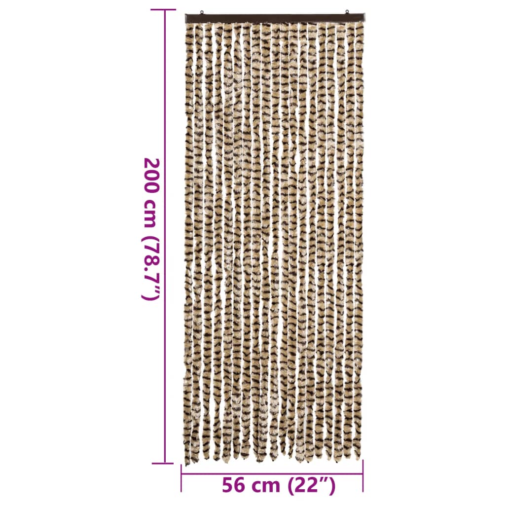 vidaXL Perdea pentru insecte, bej și maro, 56x200 cm, chenille vidaXL Perdea pentru insecte, bej și maro, 56x200 cm, chenille