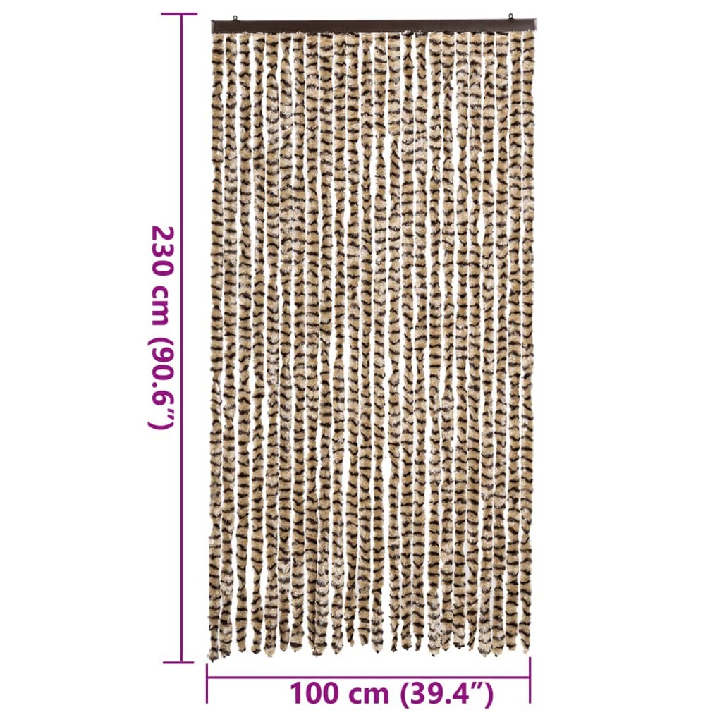 vidaXL Perdea pentru insecte, bej și maro, 100x230 cm, chenille vidaXL Perdea pentru insecte, bej și maro, 100x230 cm, chenille