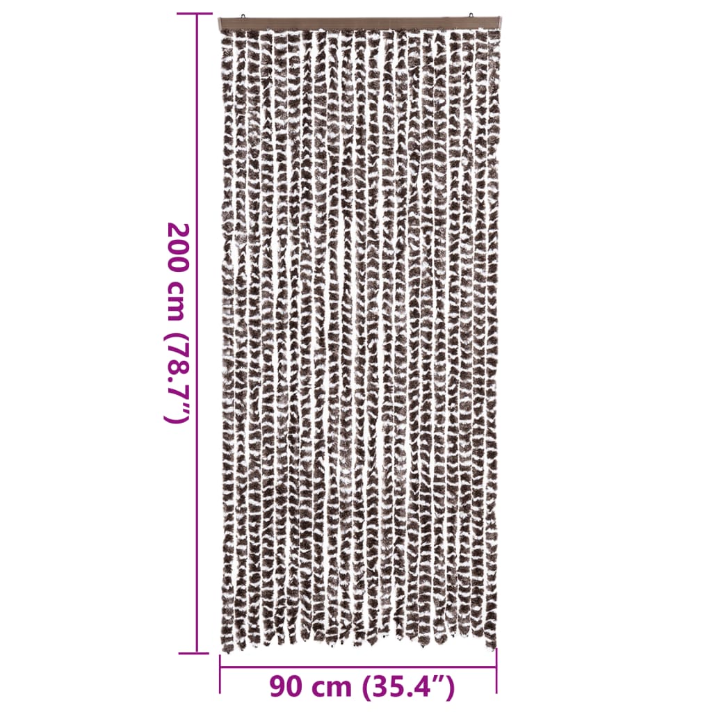 vidaXL Perdea pentru insecte, maro și alb, 90x200 cm, chenille vidaXL Perdea pentru insecte, maro și alb, 90x200 cm, chenille