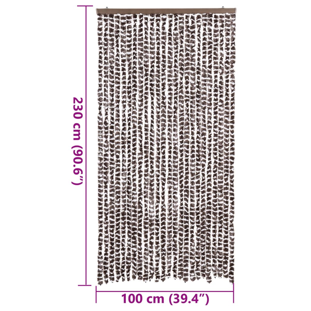 vidaXL Perdea pentru insecte, maro și alb, 100x230 cm, chenille vidaXL Perdea pentru insecte, maro și alb, 100x230 cm, chenille