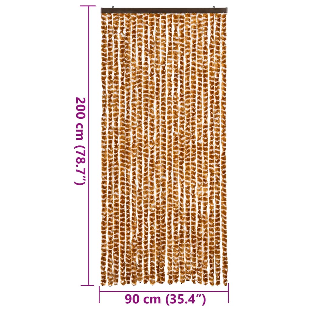 vidaXL Perdea pentru insecte, ocru și alb, 90x200 cm, chenille vidaXL Perdea pentru insecte, ocru și alb, 90x200 cm, chenille