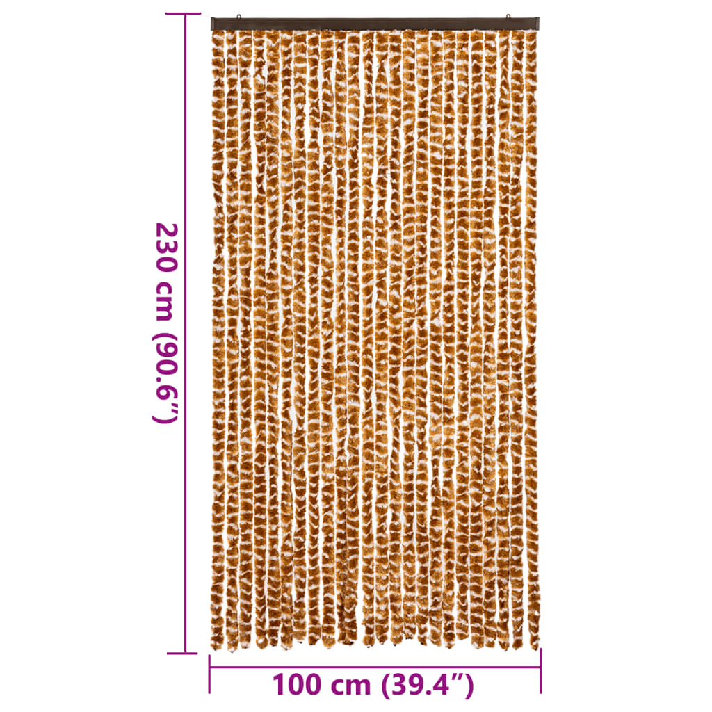 vidaXL Perdea pentru insecte, ocru și alb, 100x230 cm, chenille vidaXL Perdea pentru insecte, ocru și alb, 100x230 cm, chenille