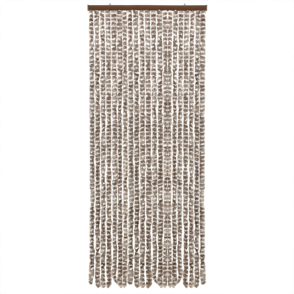 vidaXL Perdea pentru insecte, gri taupe și alb, 56x200 cm, chenille vidaXL Perdea pentru insecte, gri taupe și alb, 56x200 cm, chenille