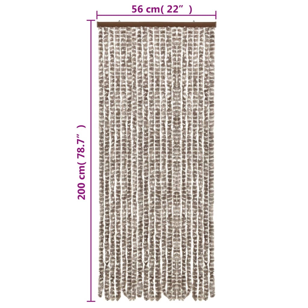 vidaXL Perdea pentru insecte, gri taupe și alb, 56x200 cm, chenille vidaXL Perdea pentru insecte, gri taupe și alb, 56x200 cm, chenille