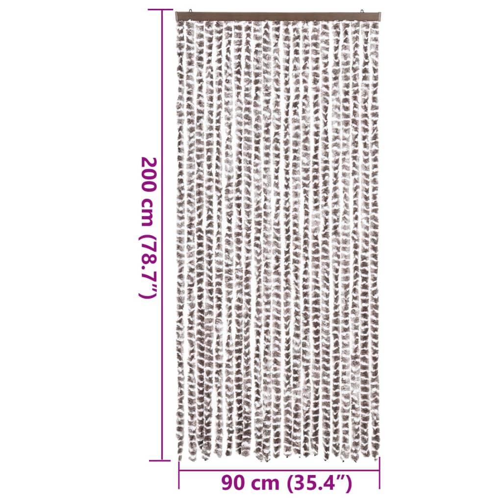 vidaXL Perdea pentru insecte, gri taupe și alb, 90x200 cm, chenille vidaXL Perdea pentru insecte, gri taupe și alb, 90x200 cm, chenille