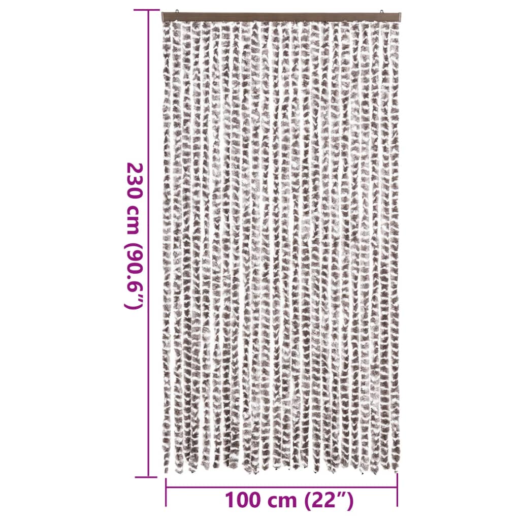 vidaXL Perdea pentru insecte, gri taupe și alb, 100x230 cm, chenille vidaXL Perdea pentru insecte, gri taupe și alb, 100x230 cm, chenille