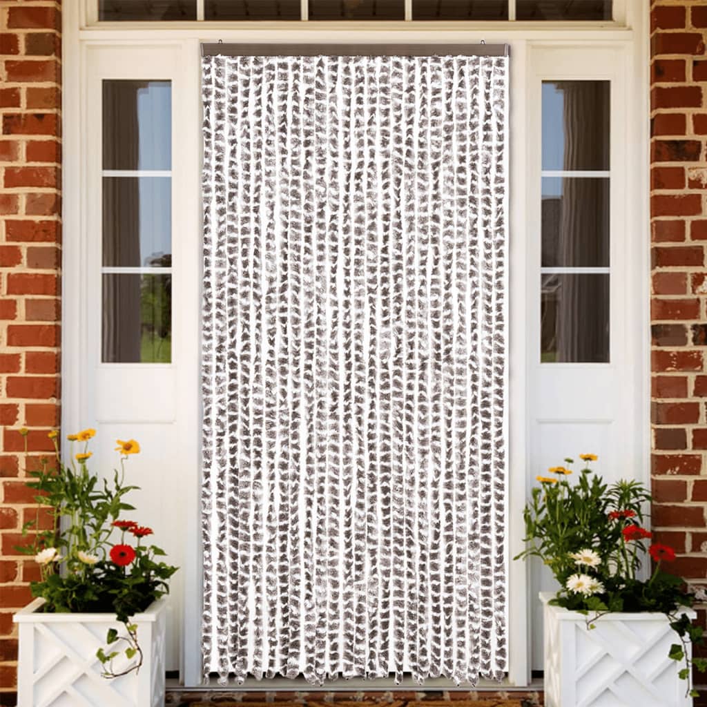 vidaXL Perdea pentru insecte, gri taupe și alb, 100x230 cm, chenille vidaXL Perdea pentru insecte, gri taupe și alb, 100x230 cm, chenille