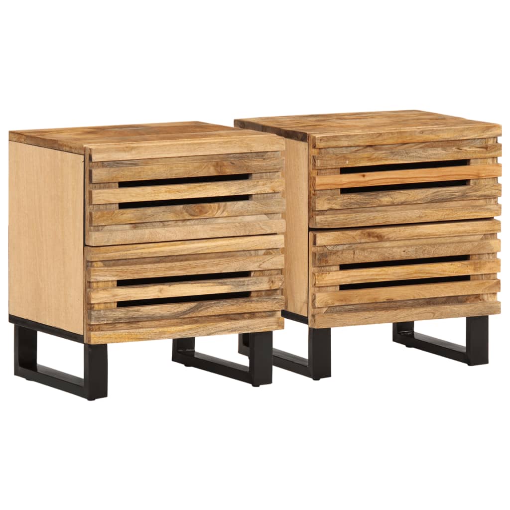 vidaXL Noptiere, 2 buc., 40x34x46 cm, lemn masiv de mango brut vidaXL Noptiere, 2 buc., 40x34x46 cm, lemn masiv de mango brut