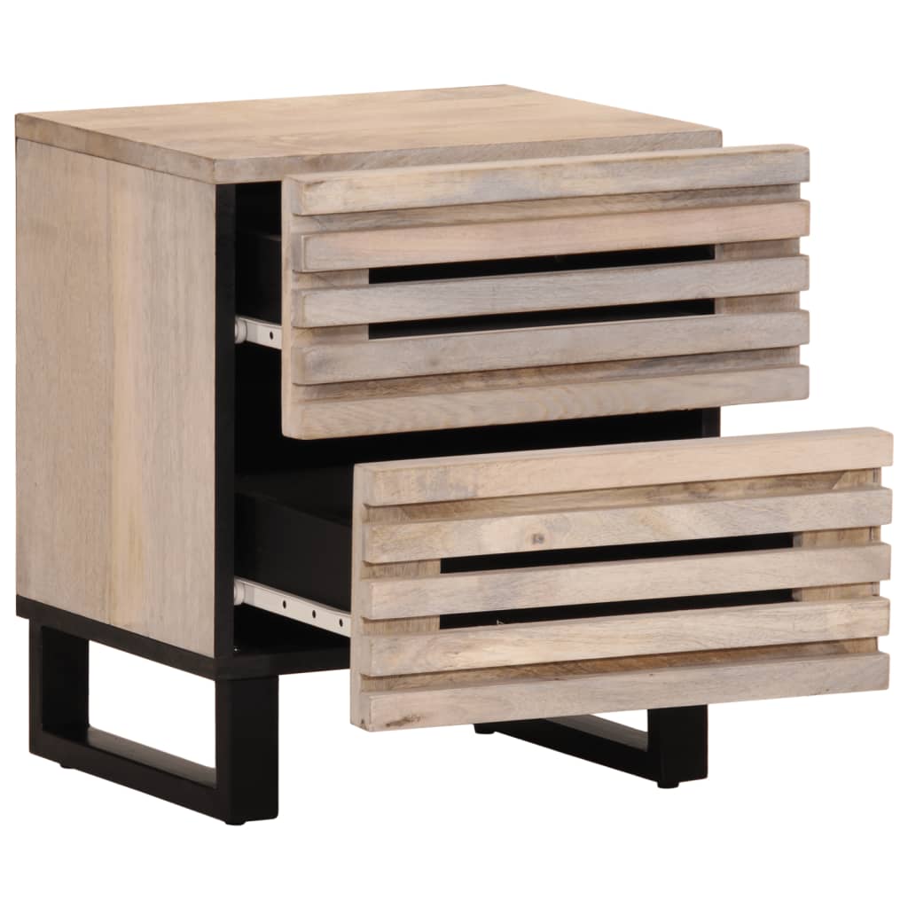 vidaXL Noptiere, 2 buc., 40x34x46 cm, lemn masiv mango albit vidaXL Noptiere, 2 buc., 40x34x46 cm, lemn masiv mango albit