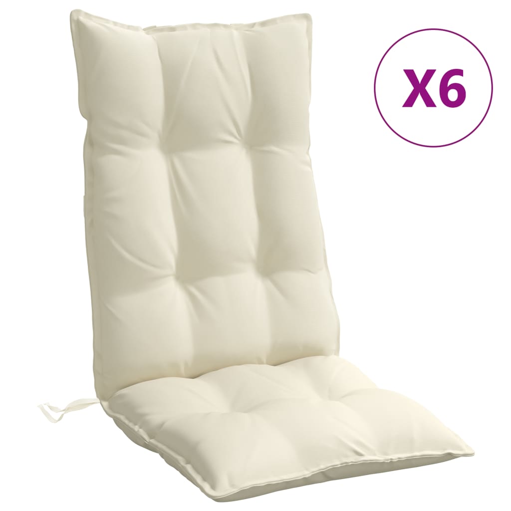 vidaXL Perne scaun cu spătar înalt, 6 buc, crem, țesătură Oxford vidaXL Perne scaun cu spătar înalt, 6 buc, crem, țesătură Oxford