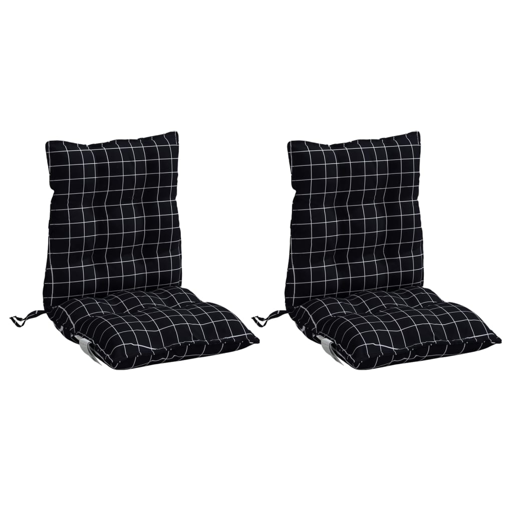vidaXL Perne scaun cu spătar mic, 2 buc., negru carouri, textil oxford vidaXL Perne scaun cu spătar mic, 2 buc., negru carouri, textil oxford