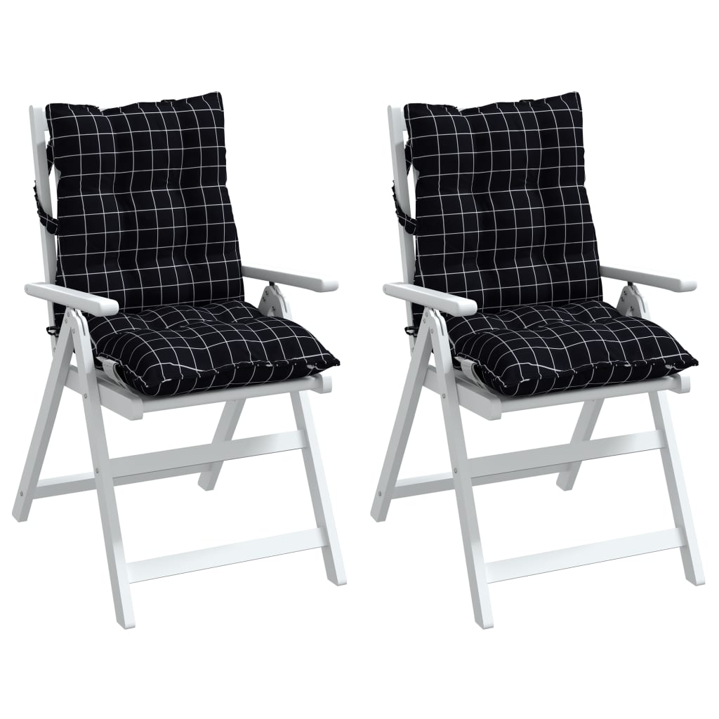 vidaXL Perne scaun cu spătar mic, 2 buc., negru carouri, textil oxford vidaXL Perne scaun cu spătar mic, 2 buc., negru carouri, textil oxford