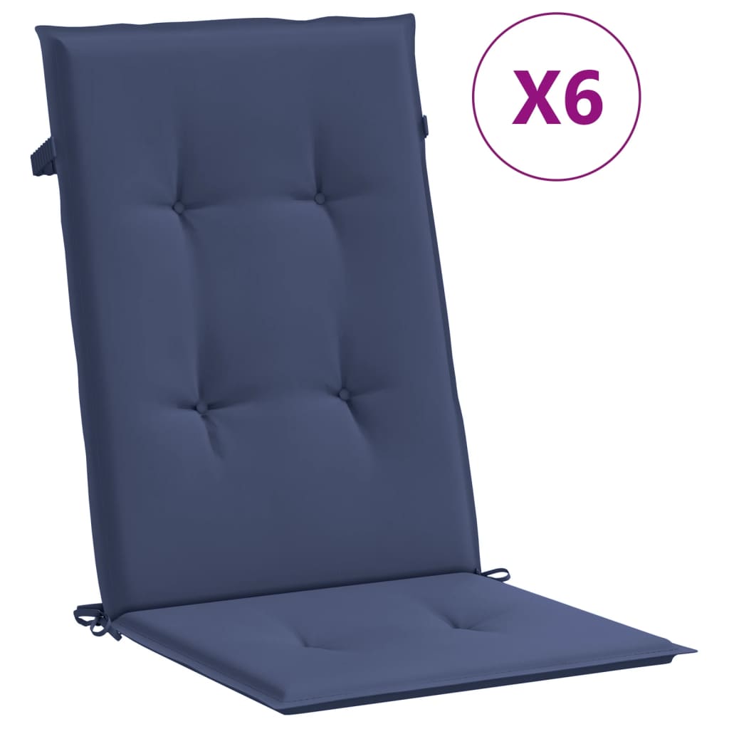 vidaXL Perne scaune cu spătar înalt, 6 buc., bleumarin, textil vidaXL Perne scaune cu spătar înalt, 6 buc., bleumarin, textil