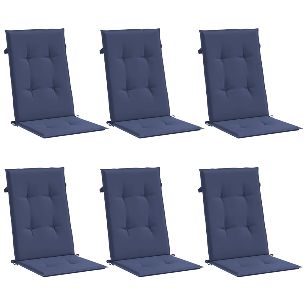 vidaXL Perne scaune cu spătar înalt, 6 buc., bleumarin, textil vidaXL Perne scaune cu spătar înalt, 6 buc., bleumarin, textil